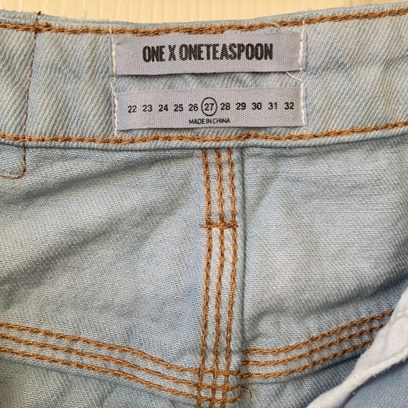 one teaspoon women’s high waist super fitted jean mini skirt raw hem size 26 - Picture 7 of 12